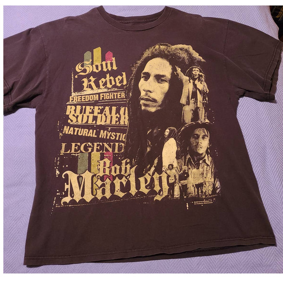 Zion Rootswear Bob Marley T-Shirt Men's Large Black Short Sleeve Crew Neck (VA2) - Picture 1 of 3